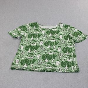 Winter Water Factory Shirt Womans Medium Green Veggie Graphic Organic Cotton Tee